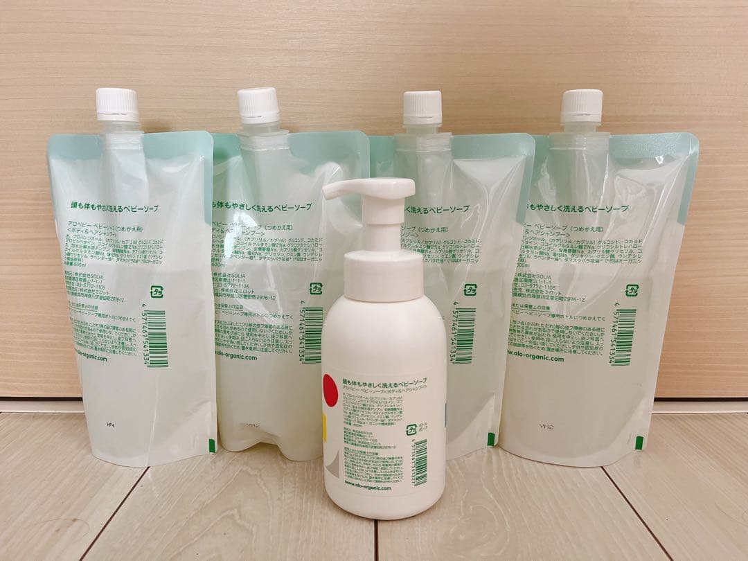 ALOBABY アロベビー ボディソープ 詰め替え600ml 4袋セット 容器付