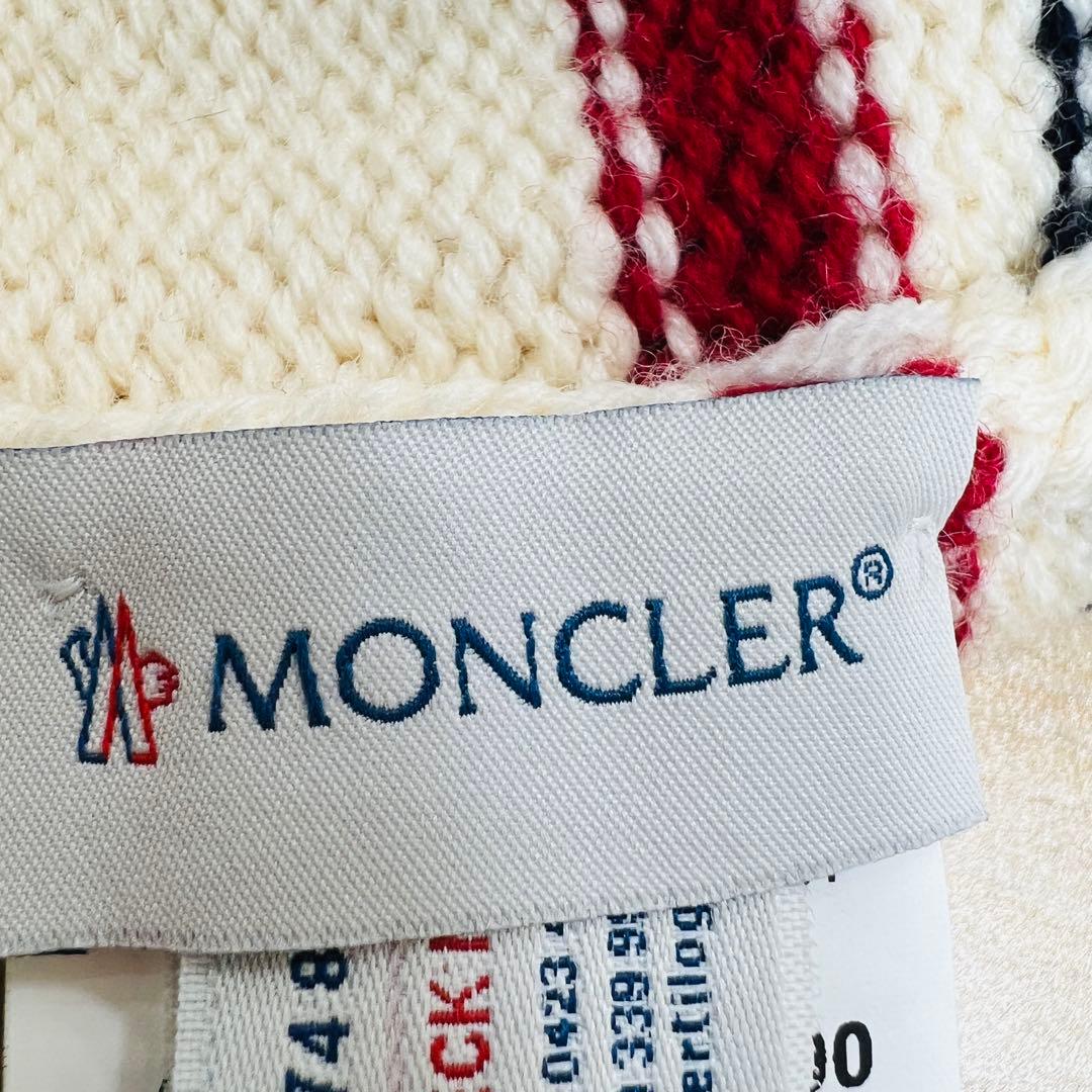 モンクレール ニットキャップ ロゴパッチ オフホワイト