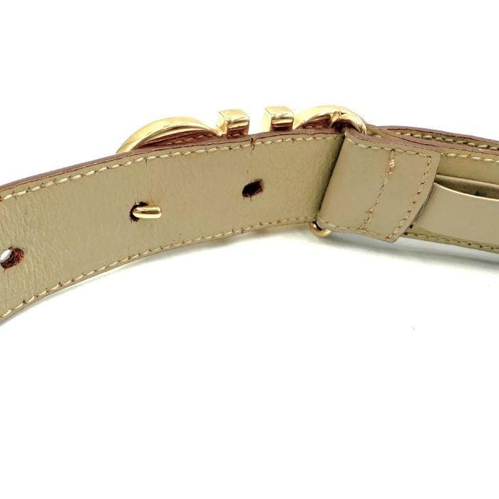 フェラガモ Ferragamo ベルト ガンチーニ バックル ベージュ ゴールド