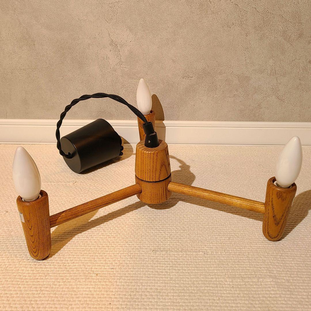 モモナチュラル　ペンダントライト　木製シャンデリア型　照明　タモ材