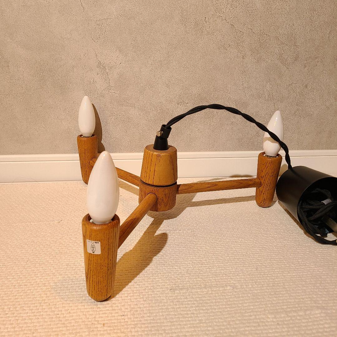 モモナチュラル　ペンダントライト　木製シャンデリア型　照明　タモ材