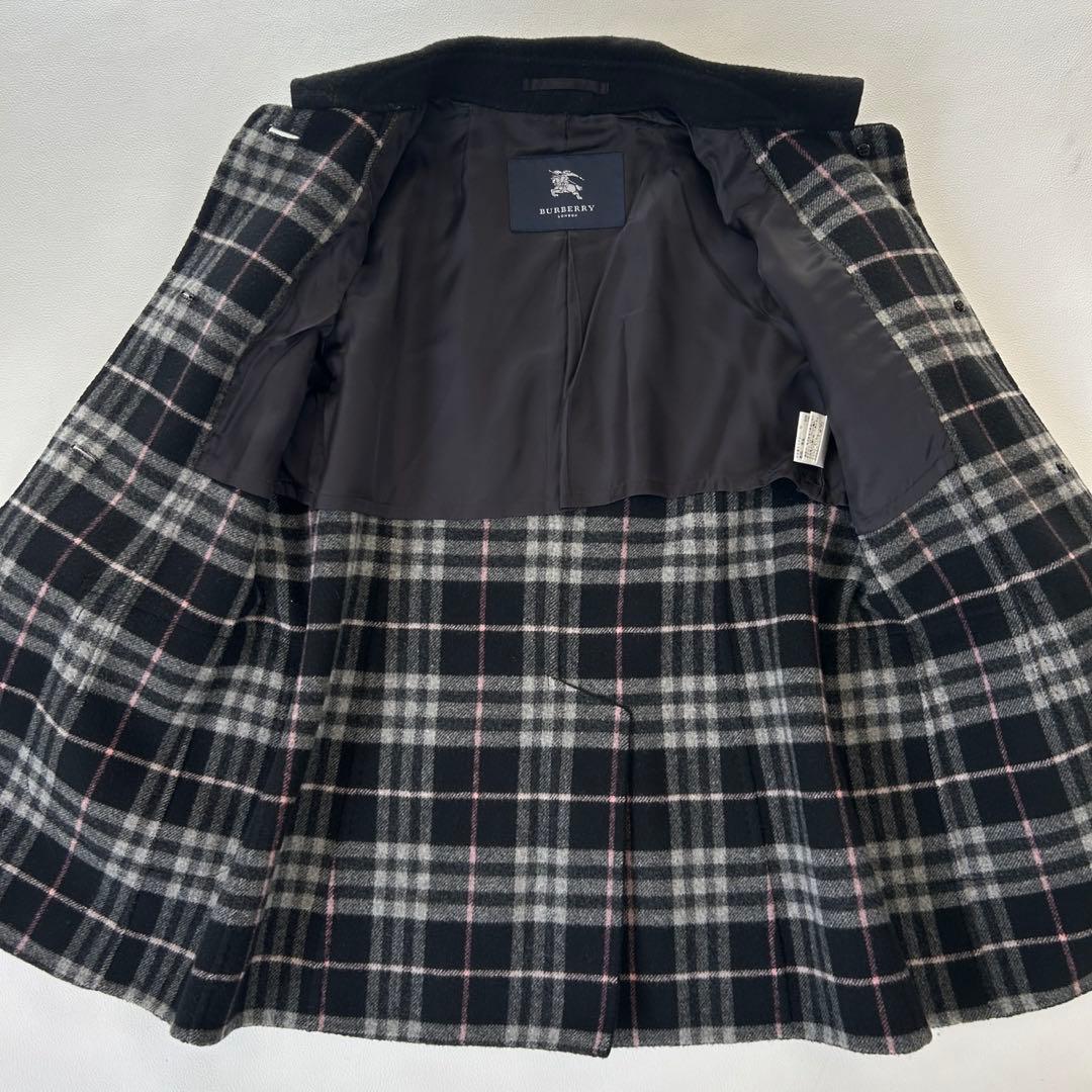 バーバリーロンドン ダブルフェイス ウール カシミヤ コート L ノバチェック