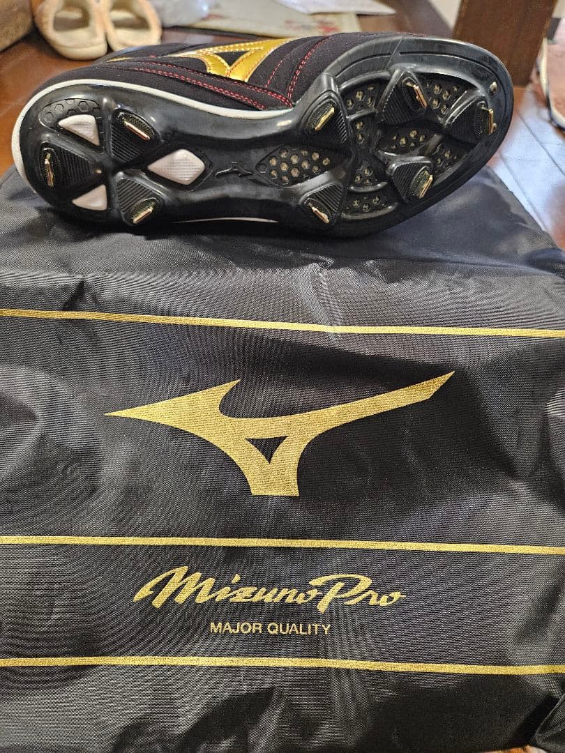 (新品)ミズノプロオーダースパイク25.0cm黒×金