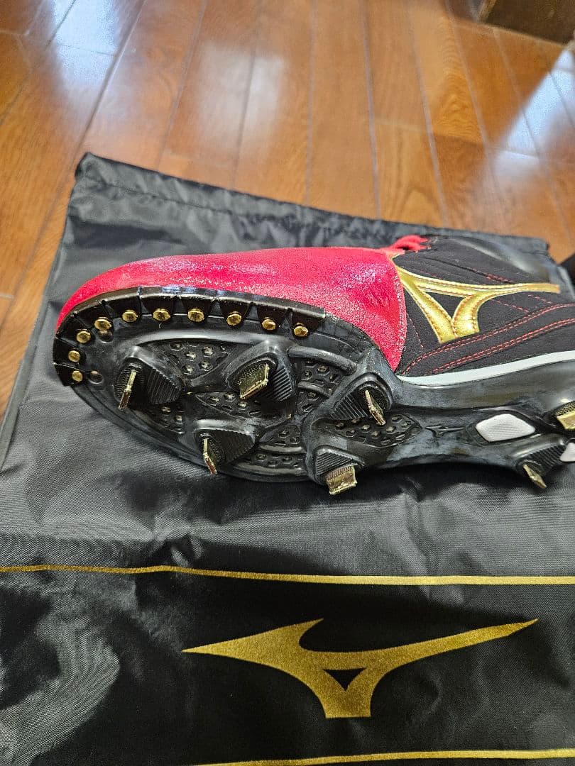 (新品)ミズノプロオーダースパイク25.0cm黒×金