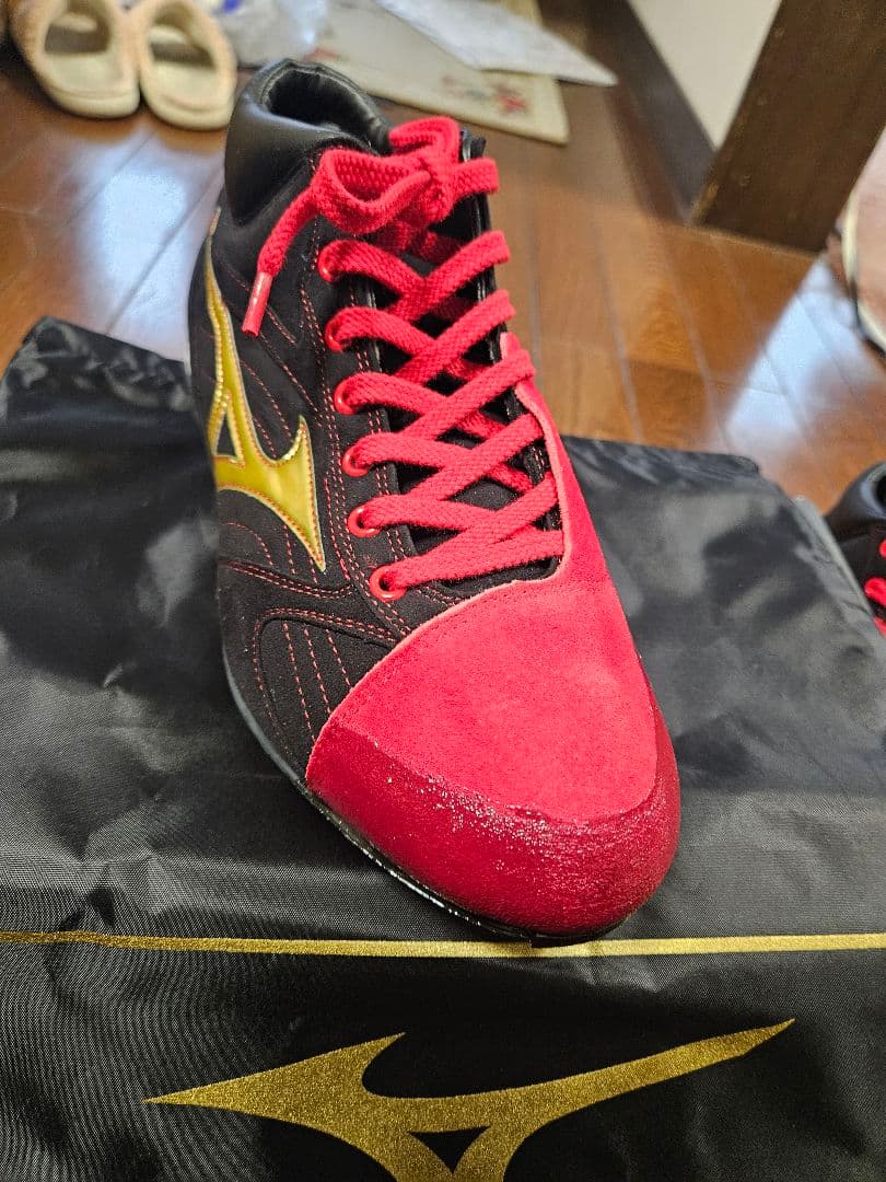 (新品)ミズノプロオーダースパイク25.0cm黒×金