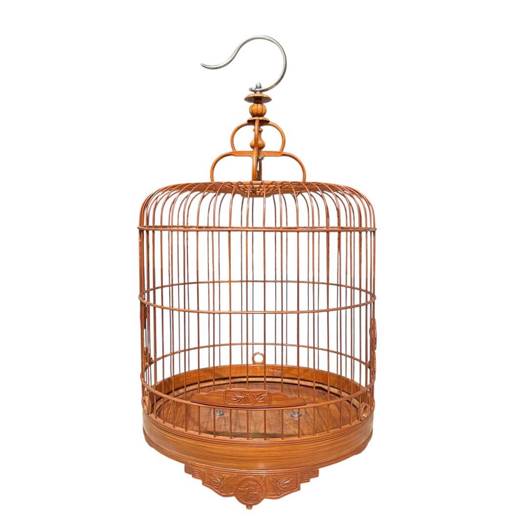 香港 竹製 鳥かご アンティーク 文鳥 止まり木付 鳥籠 中国 セット