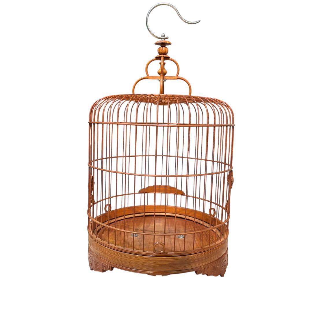 香港 竹製 鳥かご アンティーク 文鳥 止まり木付 鳥籠 中国 セット