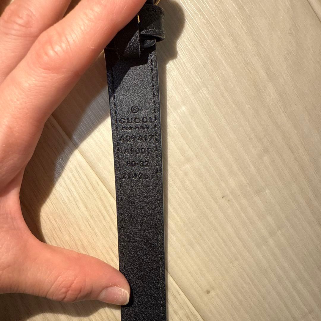 GUCCI ブラックレザー GGロゴ ベルト 90-22