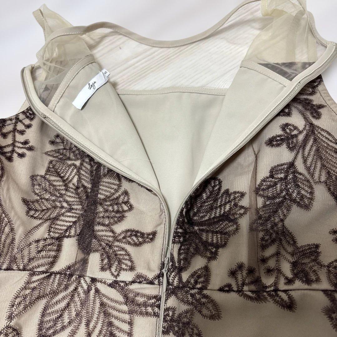 ほぼ新品❤️ Leja チュールパイピングリーフベルト付きAラインワンピース S