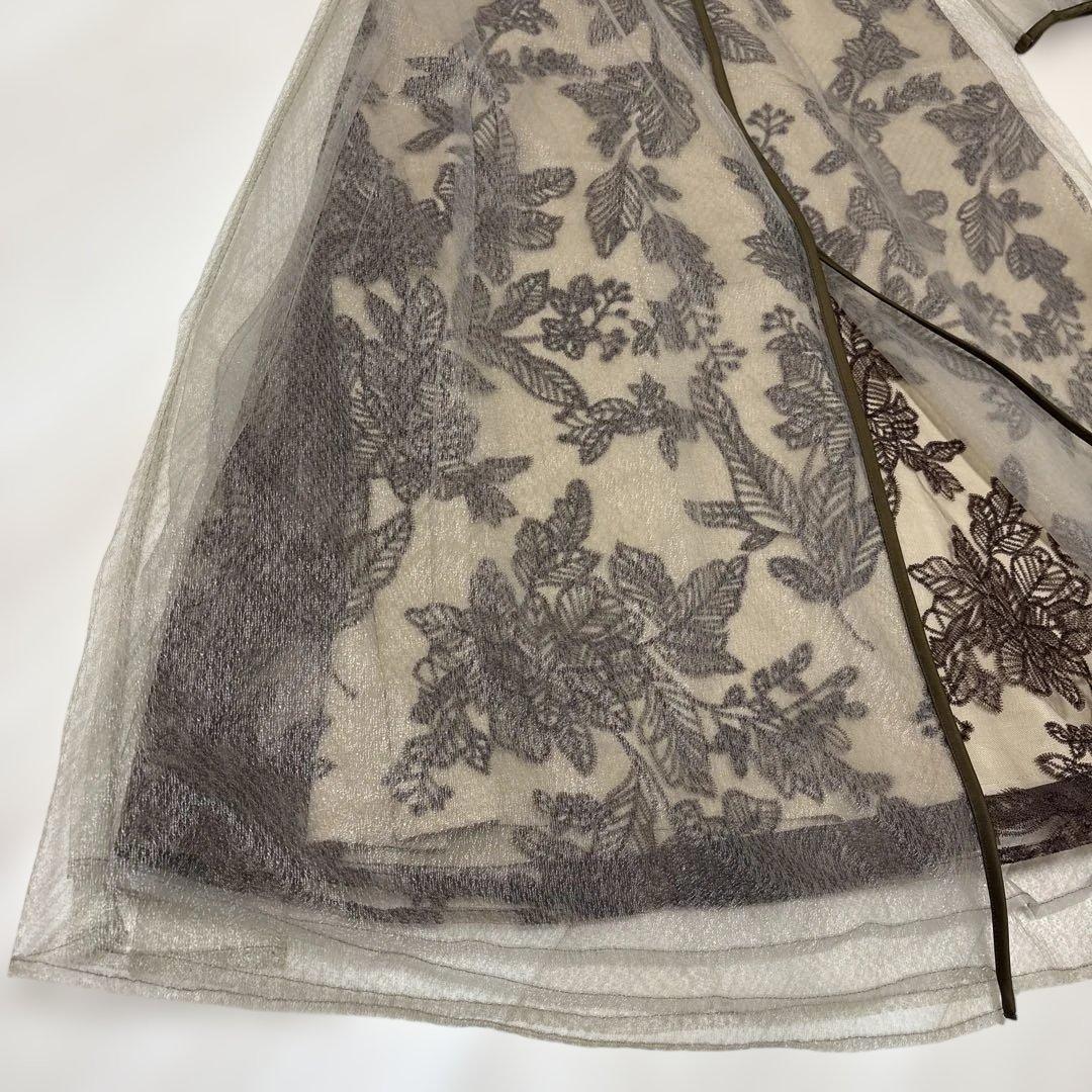 ほぼ新品❤️ Leja チュールパイピングリーフベルト付きAラインワンピース S