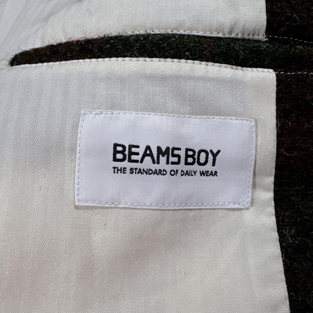 BEAMS BOY ジャケット ハリスツイード コラボ エルボーパッチ チェック
