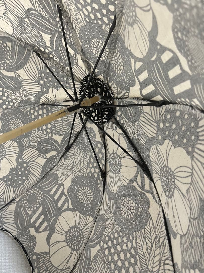 【美品】nuts花柄日傘 ブラック・ホワイト