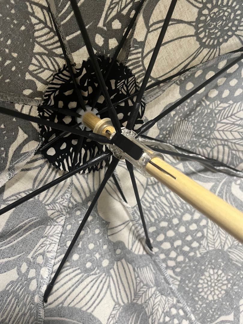 【美品】nuts花柄日傘 ブラック・ホワイト