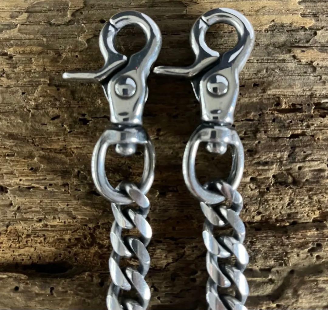 日本製 ウォレットチェーン ダブルクリップ 40cm 純銀 シルバー