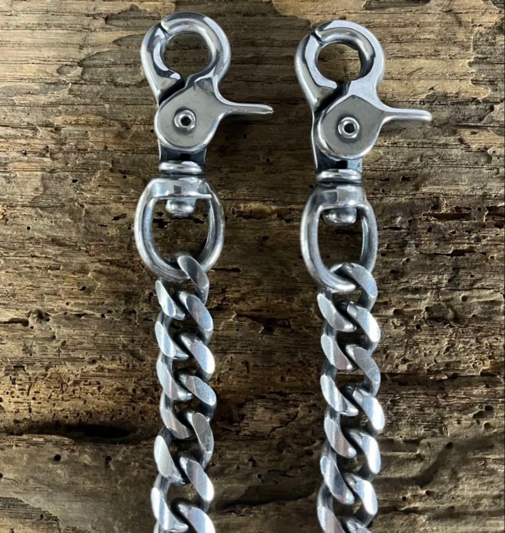 日本製 ウォレットチェーン ダブルクリップ 40cm 純銀 シルバー