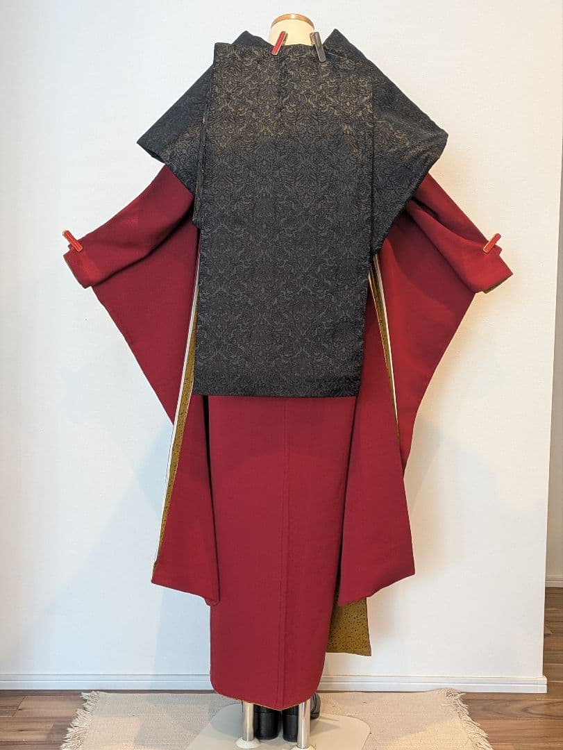 振袖フルセット 身丈157裄62 色無地 赤 蘇芳色 逸品 成人式