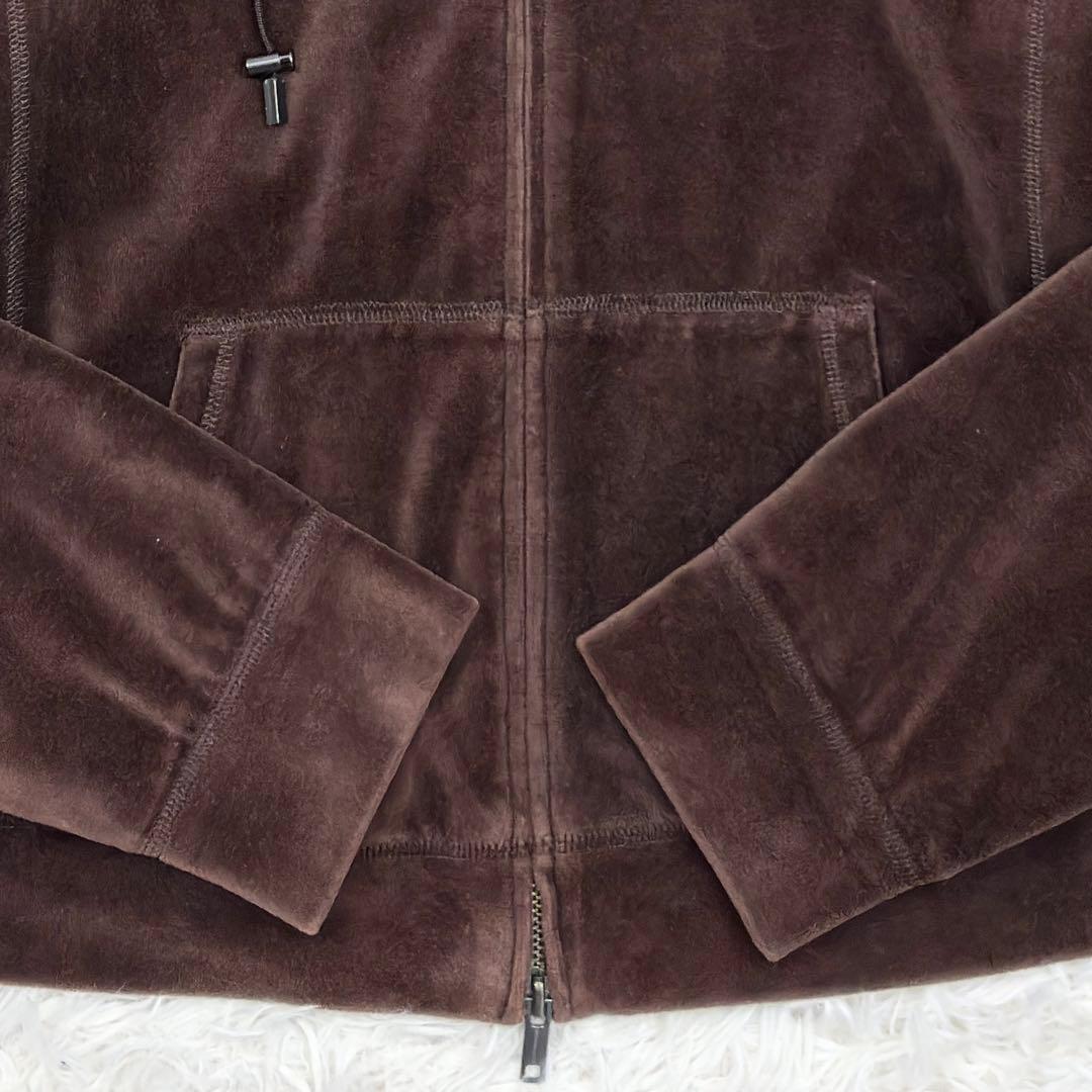 バーバリーロンドン　ベロア　ジップアップパーカー　ノバチェック　XL　ブラウン