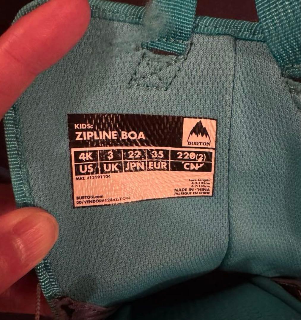 美品Burton バートン　キッズブーツ　ジップライン　22cm