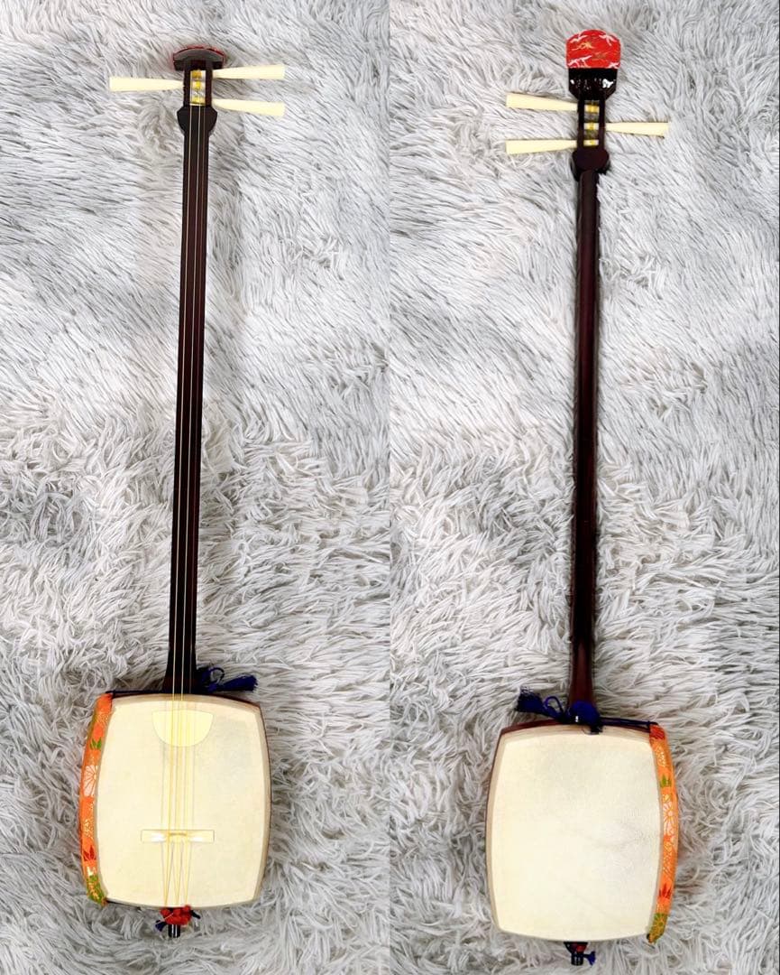 【希少】すぐに遊べるセット　小三味線　胴破れなし　撥付き　新品弦張替え済