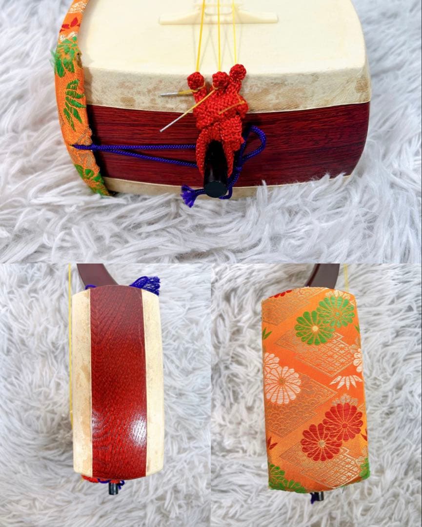 【希少】すぐに遊べるセット　小三味線　胴破れなし　撥付き　新品弦張替え済