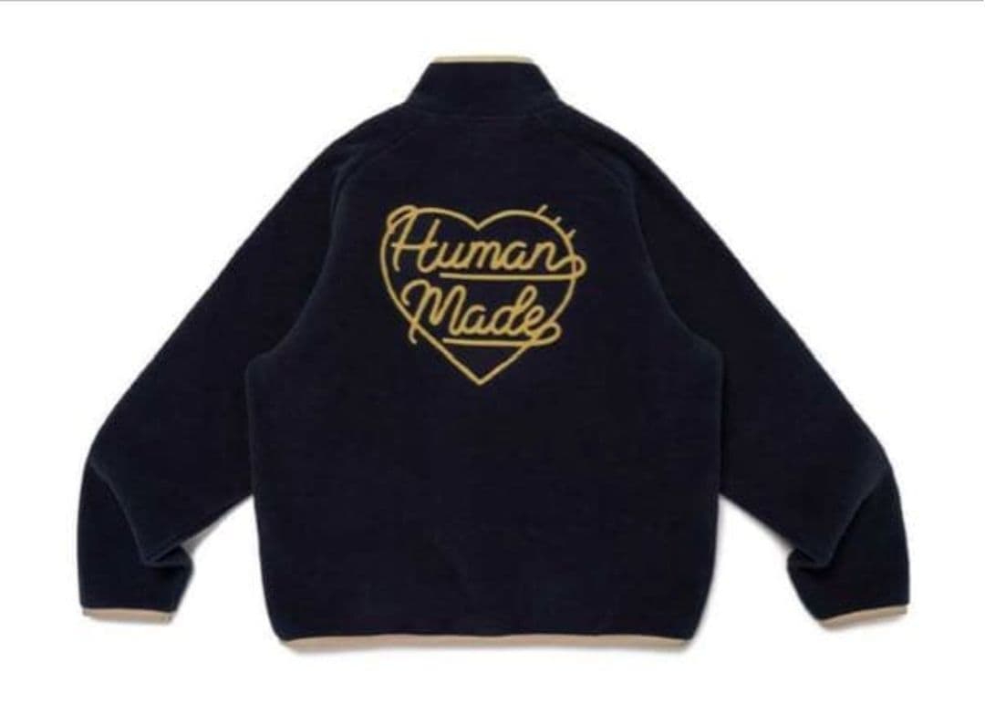 美品 Human Made ネイビー フリースジャケット ハーフジップ Lサイズ
