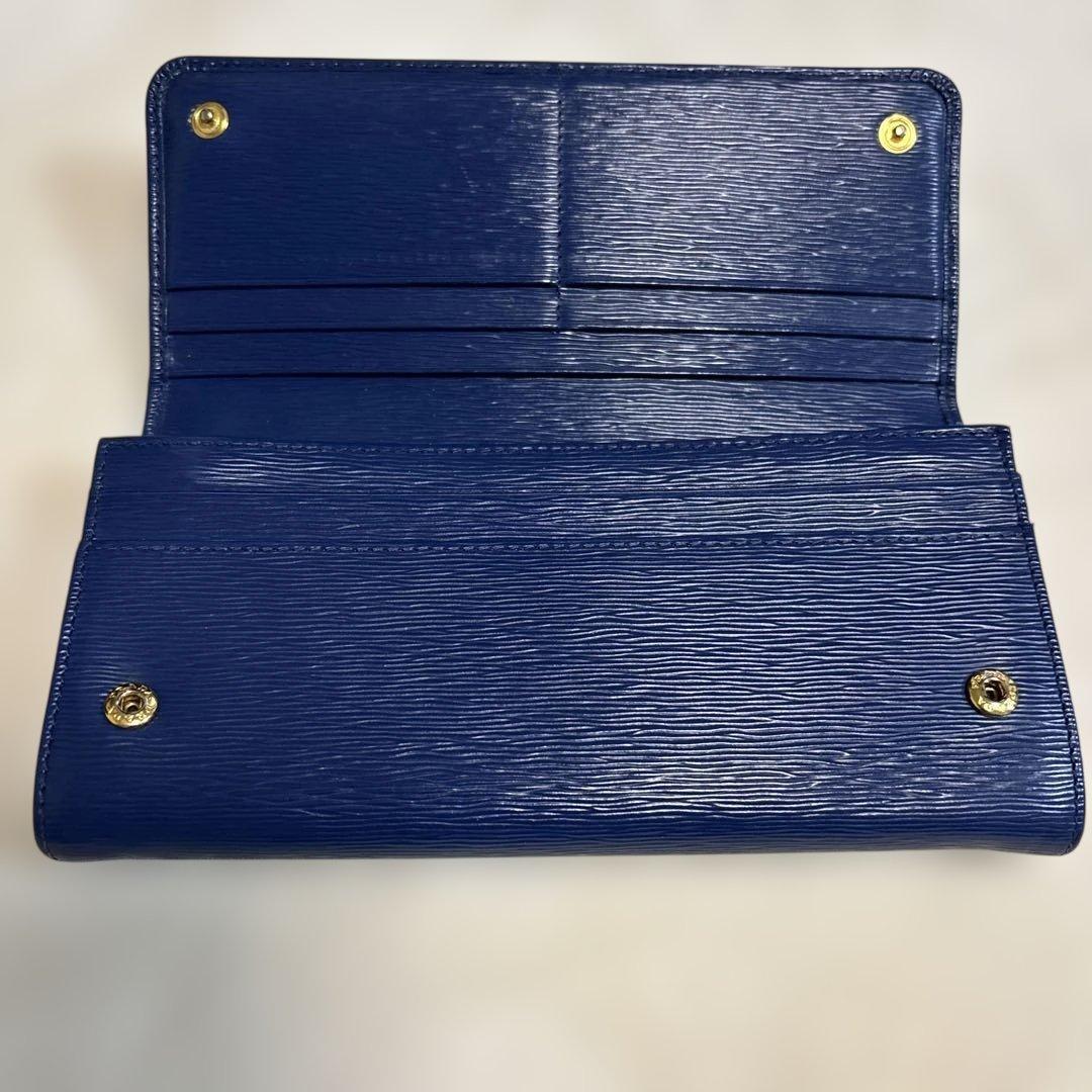 **PRADA ネイビー 長財布 サファイアーノ**