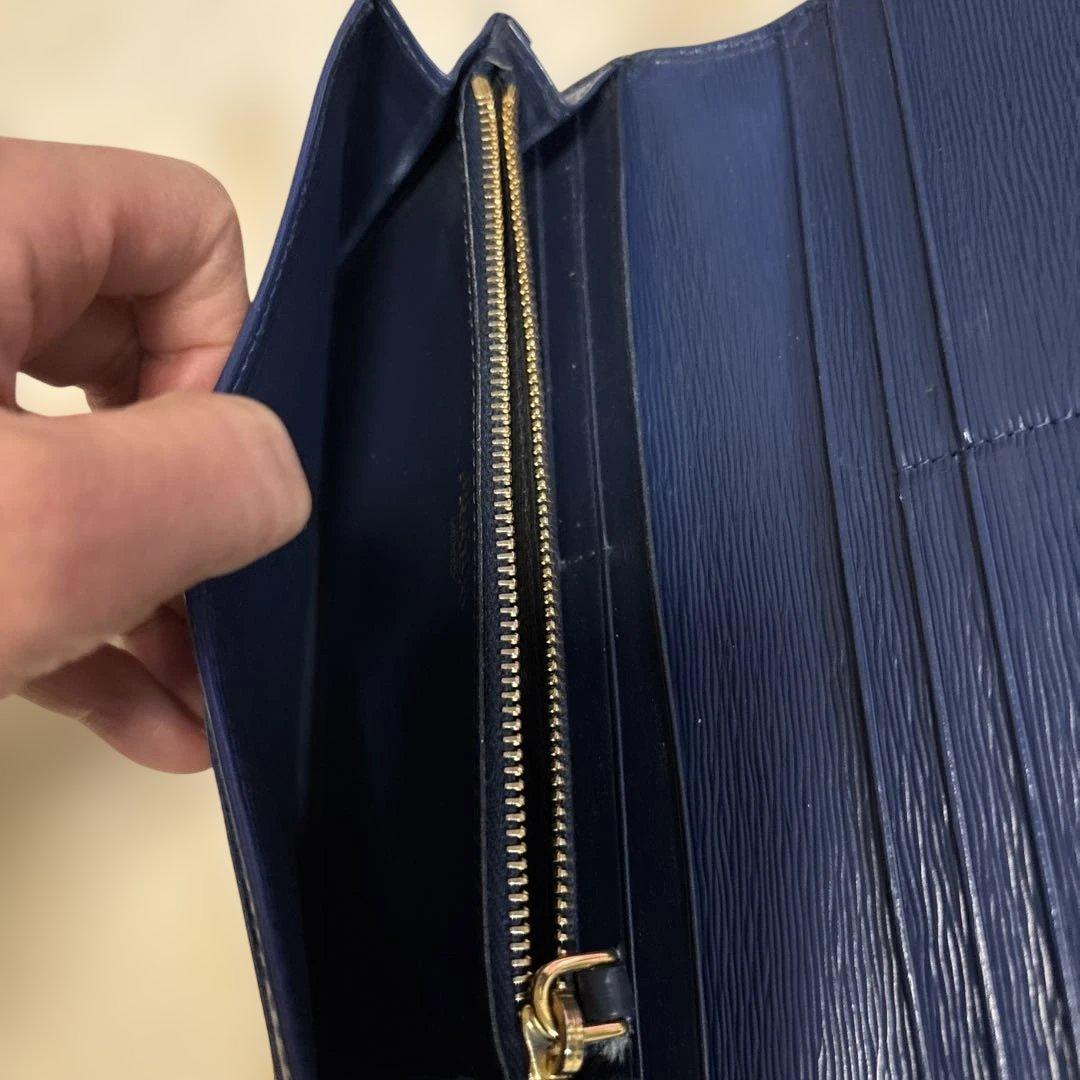 **PRADA ネイビー 長財布 サファイアーノ**