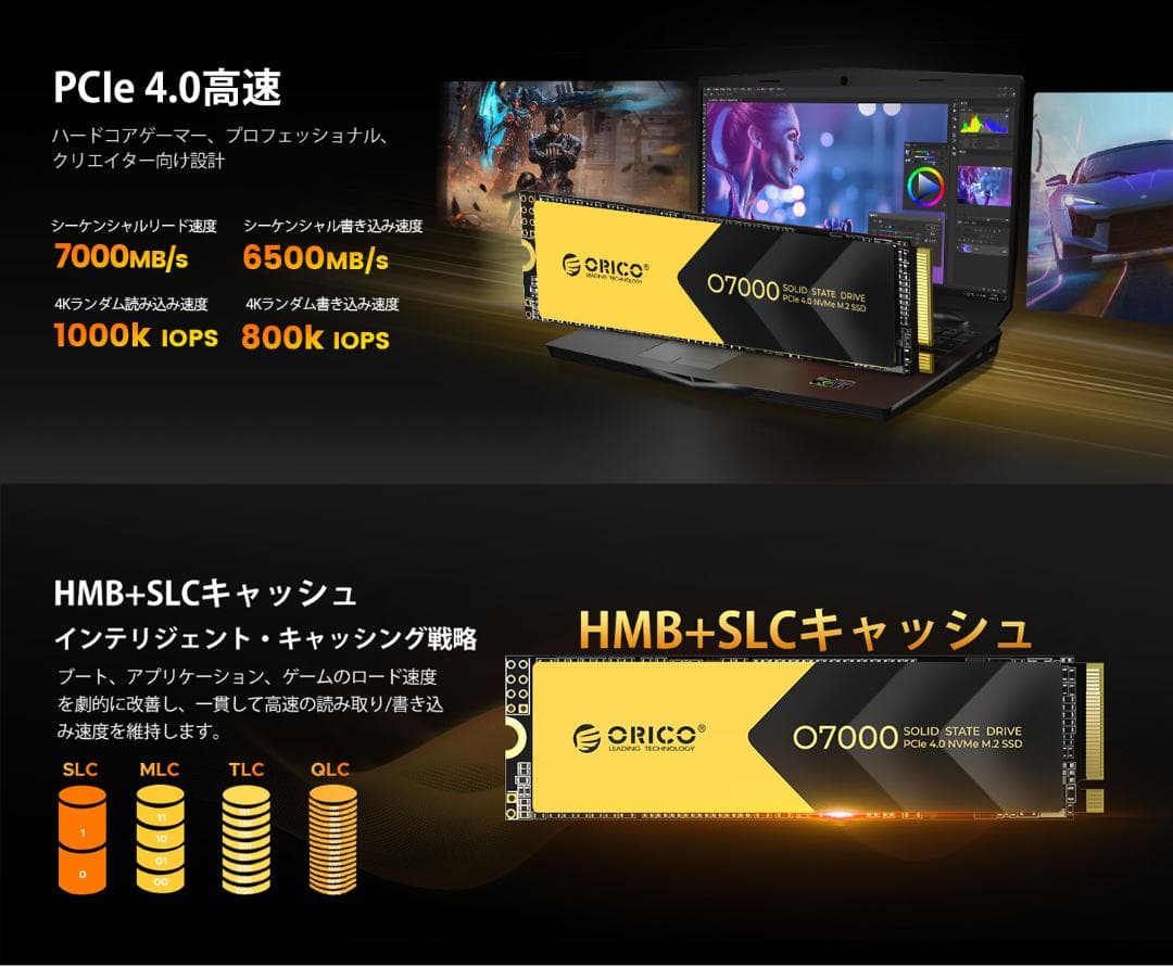 ORICO 07000 2TB PCIe 4.0 NVMe M.2 SSD　新品
