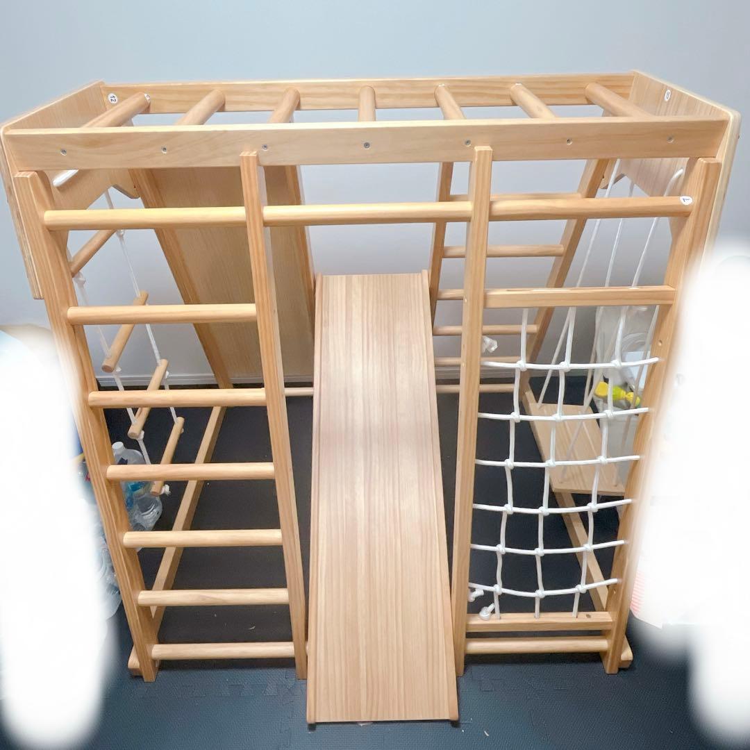 あいジャングルジム 天然木ブランコすべり台折りたたみ室内遊具ベビー 幼児