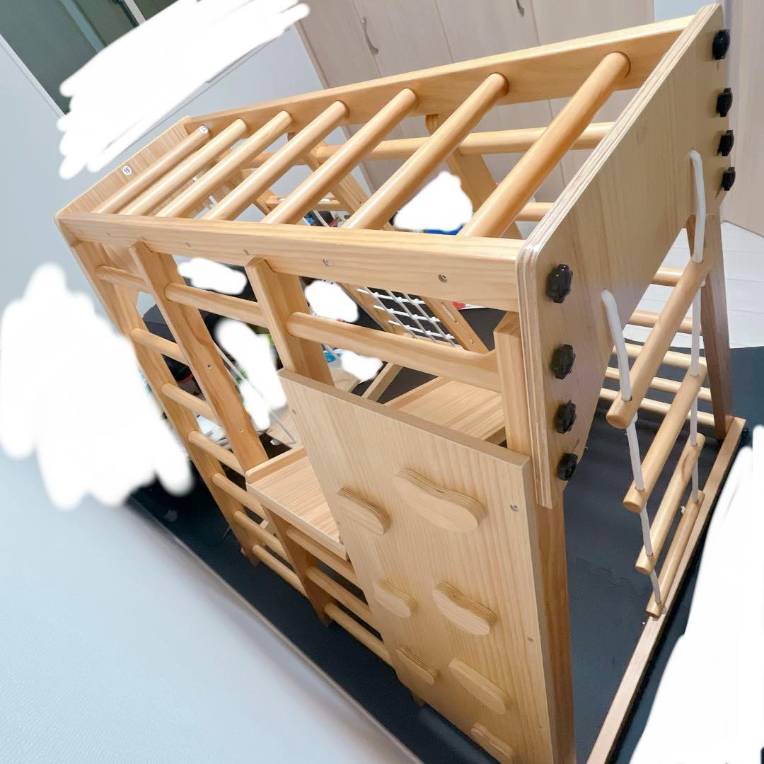 あいジャングルジム 天然木ブランコすべり台折りたたみ室内遊具ベビー 幼児