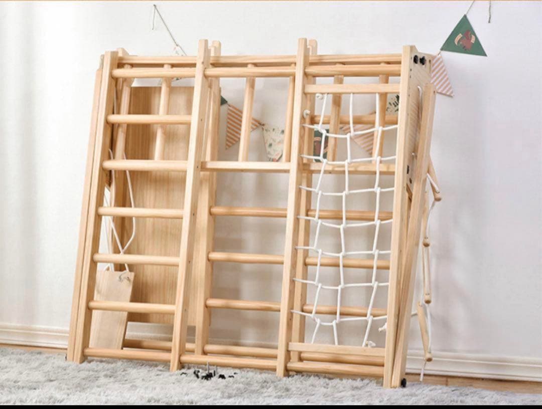 あいジャングルジム 天然木ブランコすべり台折りたたみ室内遊具ベビー 幼児