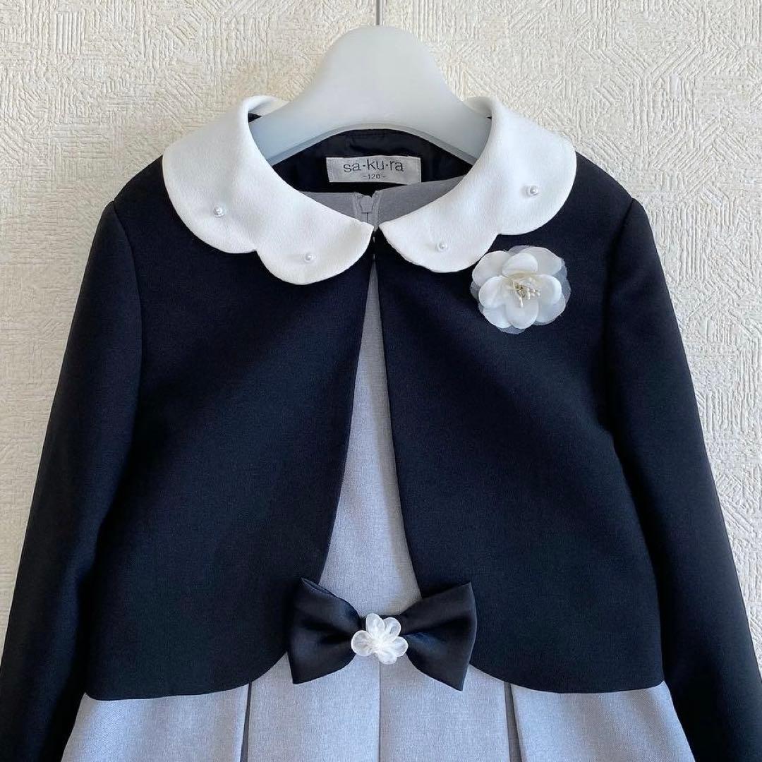 清楚系ブラック×グレー＊120 入学 卒園 発表会 結婚式に⋈女の子 フォーマル