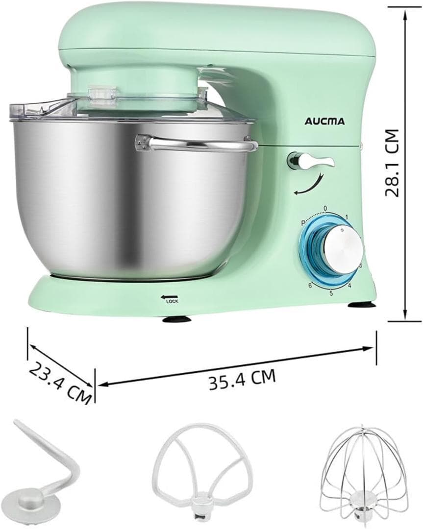・新品未使用・スタンドミキサー 4.5L大容量 低騒音 6段階調節 グリーン