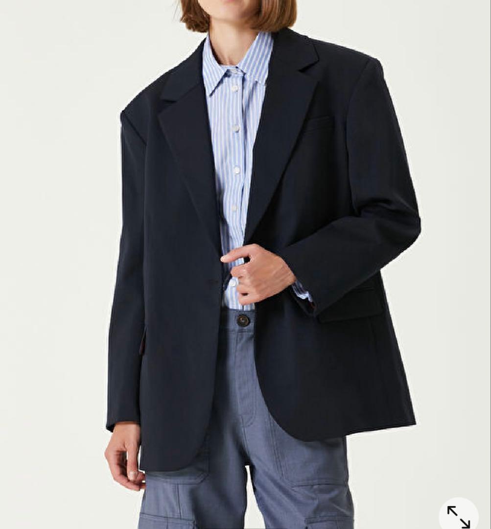 SANDRO サンドロ ネイビー ジャケット 36 紺 ピンストライプ