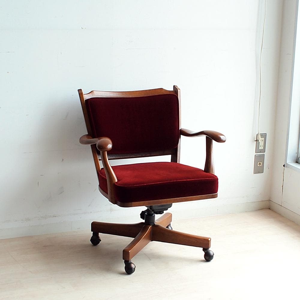 オールドカリモク コロニアル デスクチェア アーム付 ビンテージ ZR24114