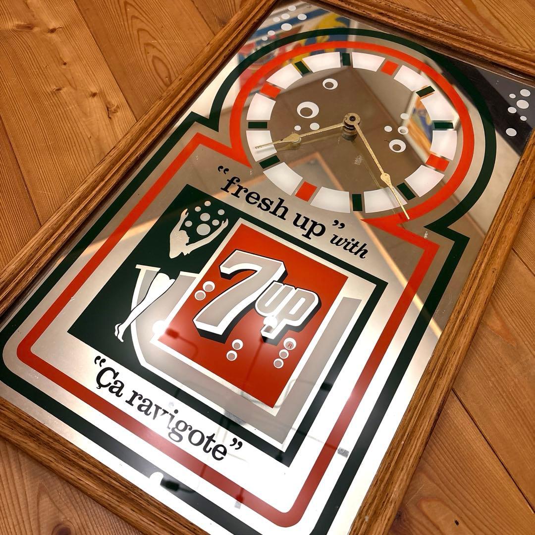 スーパーレア　60年代　セブンアップ　パブミラー　時計　クロック　看板 鏡