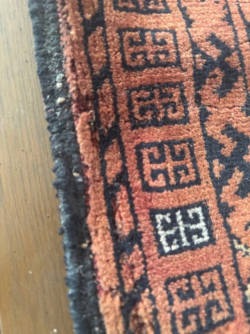 ★恵海★【ダメージあり】パキスタン絨毯　ウール　手織　ペルシャ　トルクメン