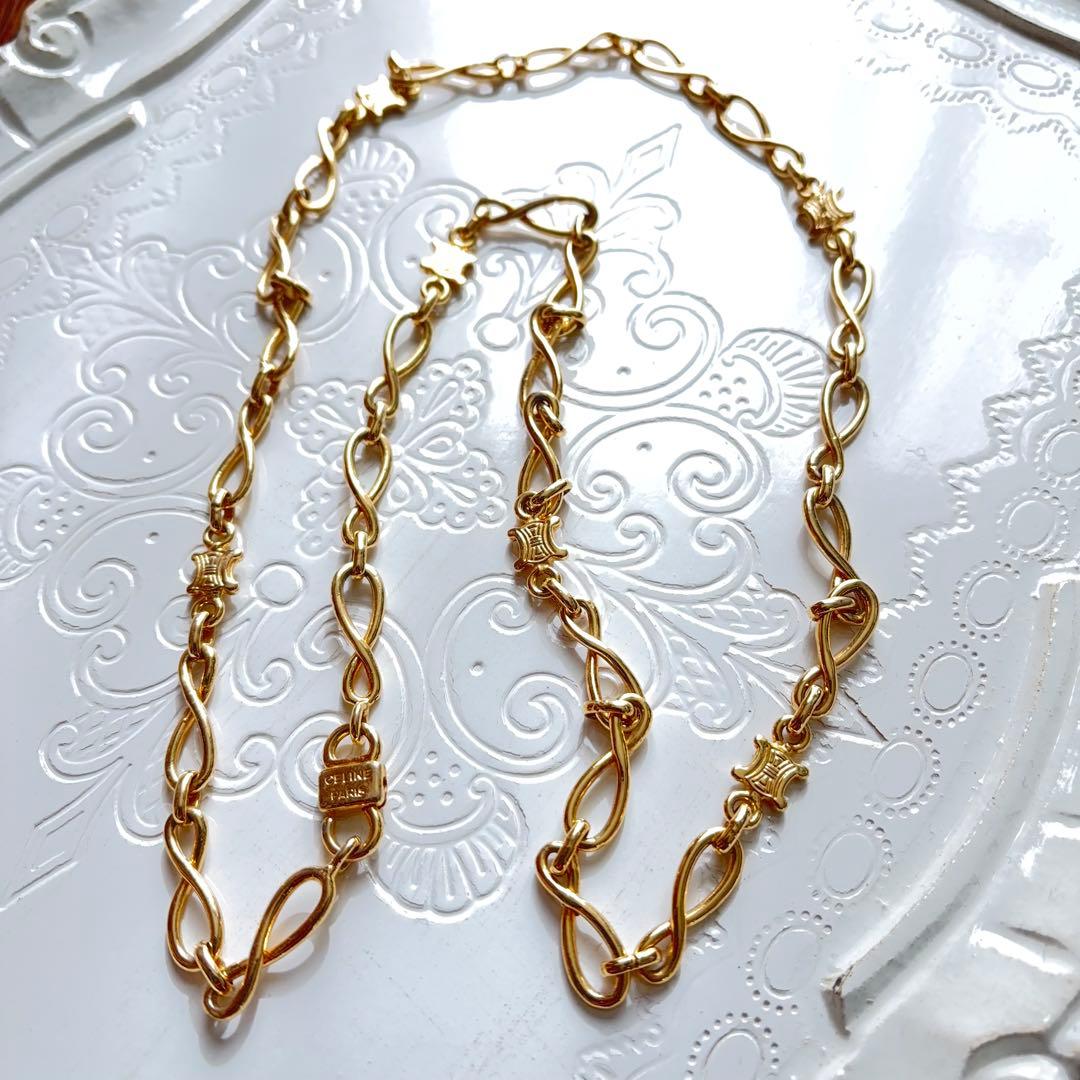 【希少】CELINE トリオンフ ゴールド チェーンネックレス80sヴィンテージ