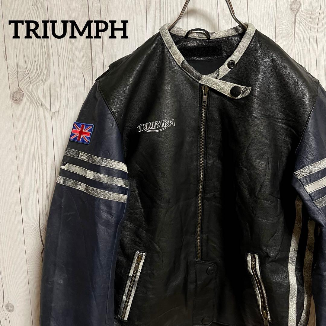 トライアンフモーターサイクル　ライダースレザージャケット　レディースL 黒バイク