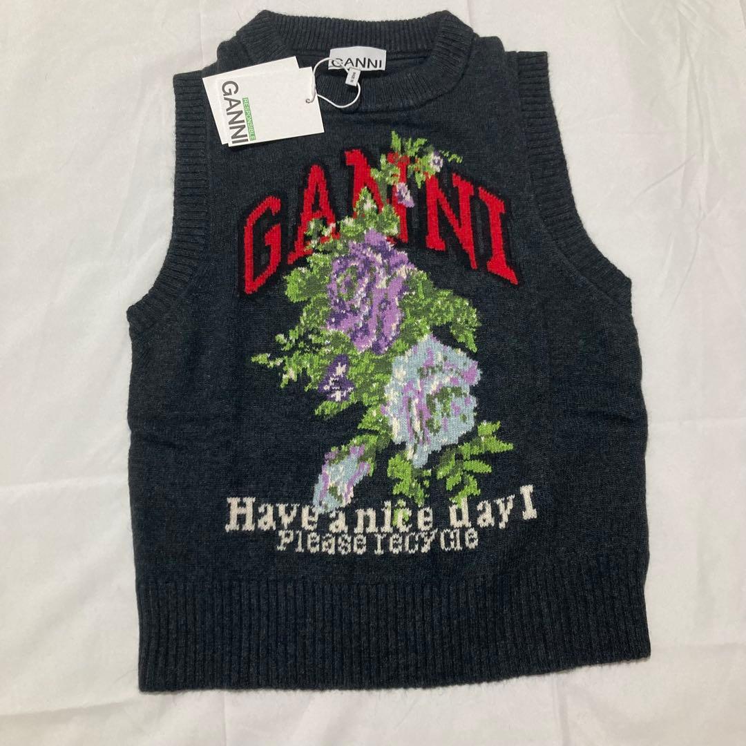 GANNI 花柄刺繍 ニットベスト