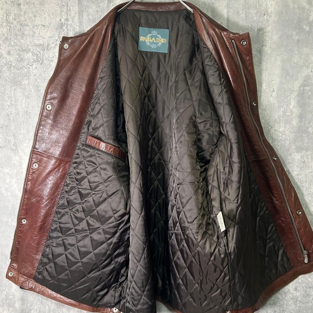 激渋 レザー 切替 カバーオール 本革 中綿 ヴィンテージ 茶色