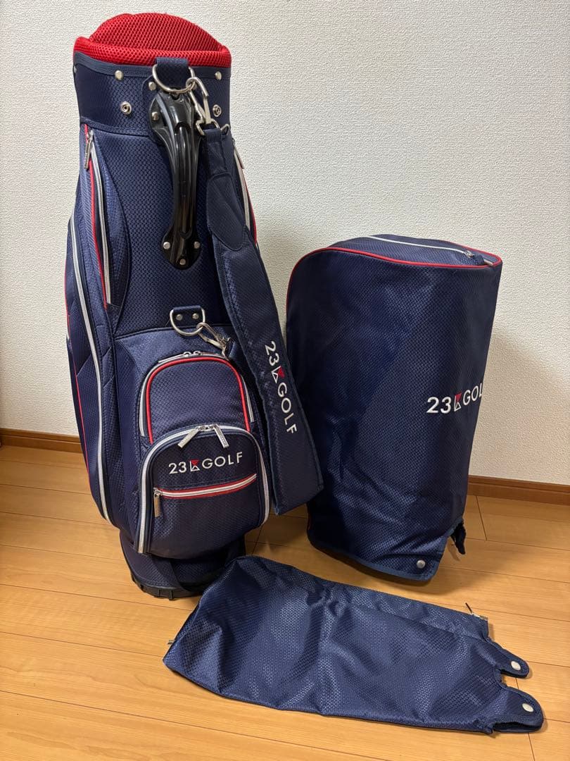 23区 GOLF キャディバック サブバック収納式 ネイビー/レッド美品