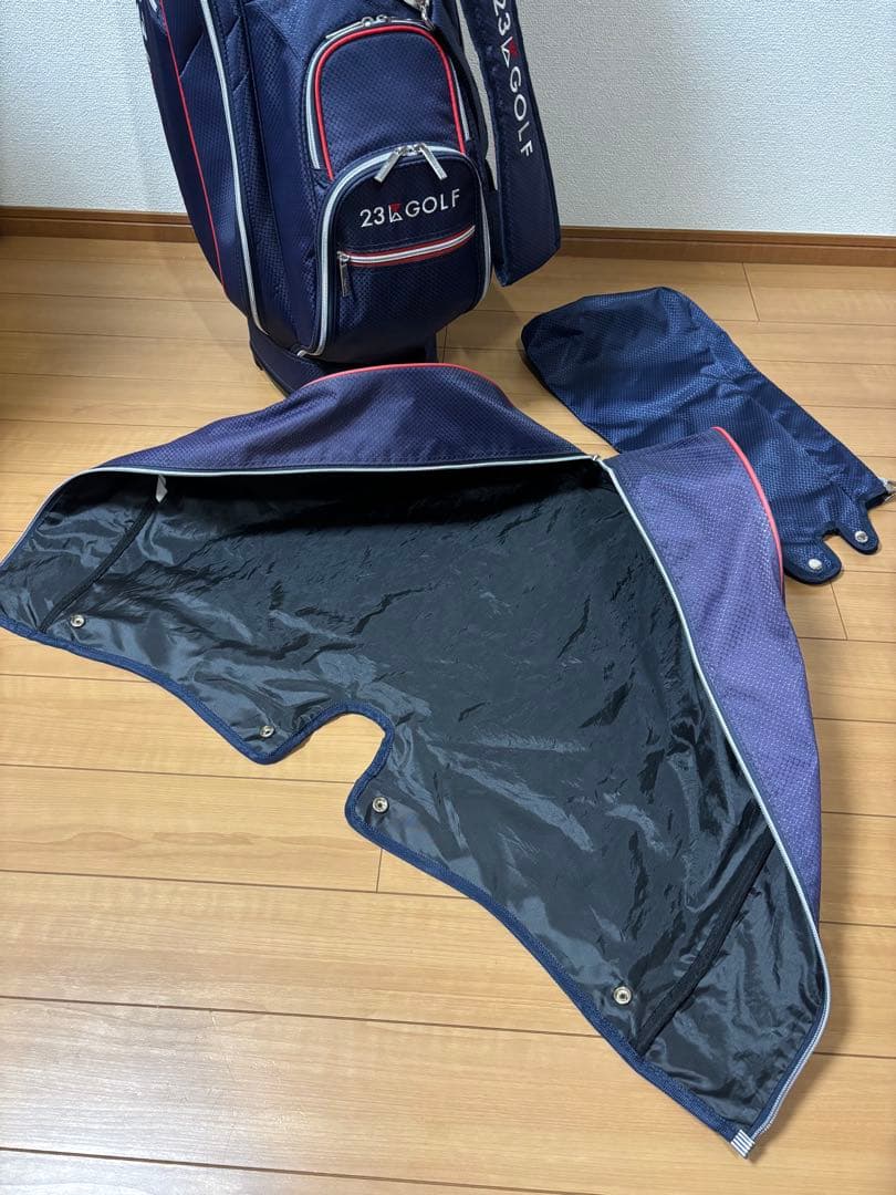 23区 GOLF キャディバック サブバック収納式 ネイビー/レッド美品