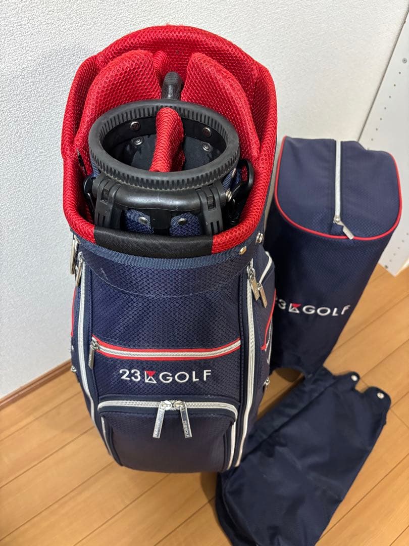 23区 GOLF キャディバック サブバック収納式 ネイビー/レッド美品