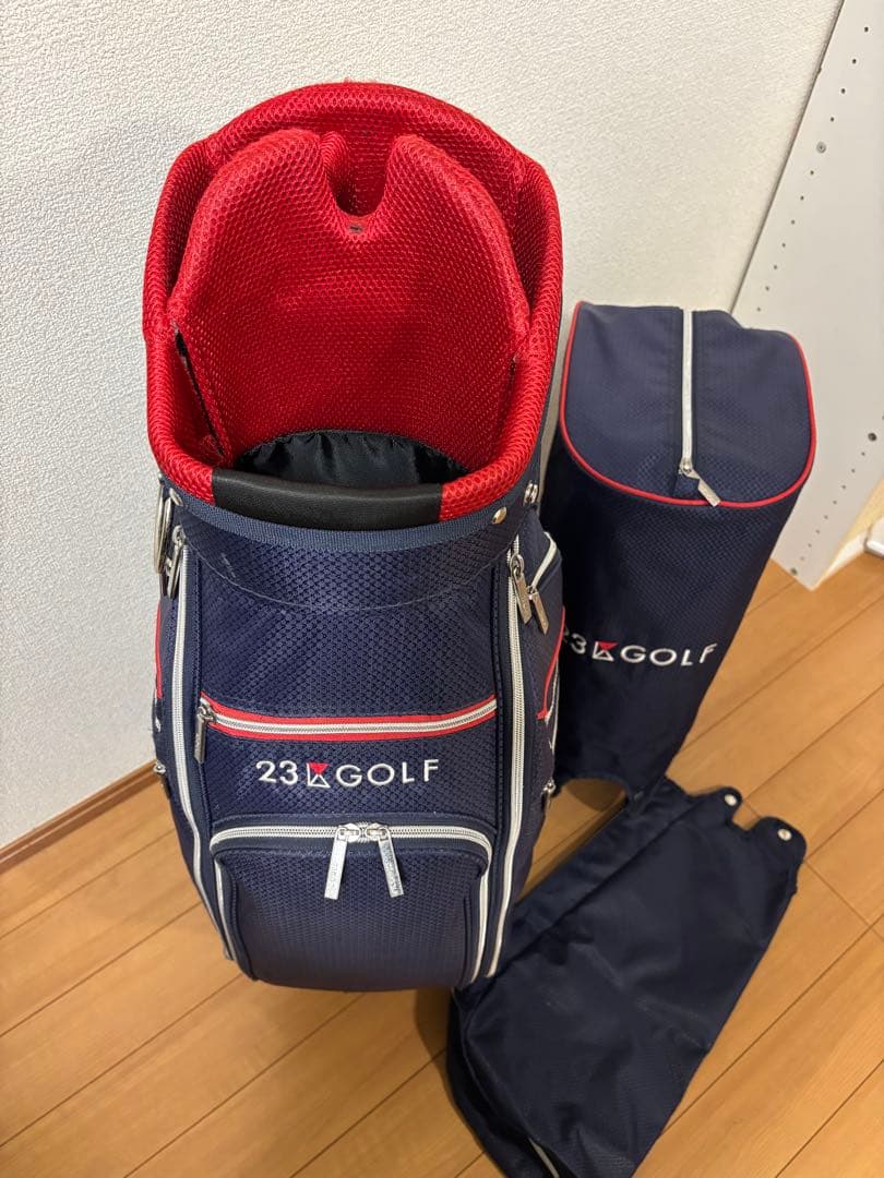 23区 GOLF キャディバック サブバック収納式 ネイビー/レッド美品