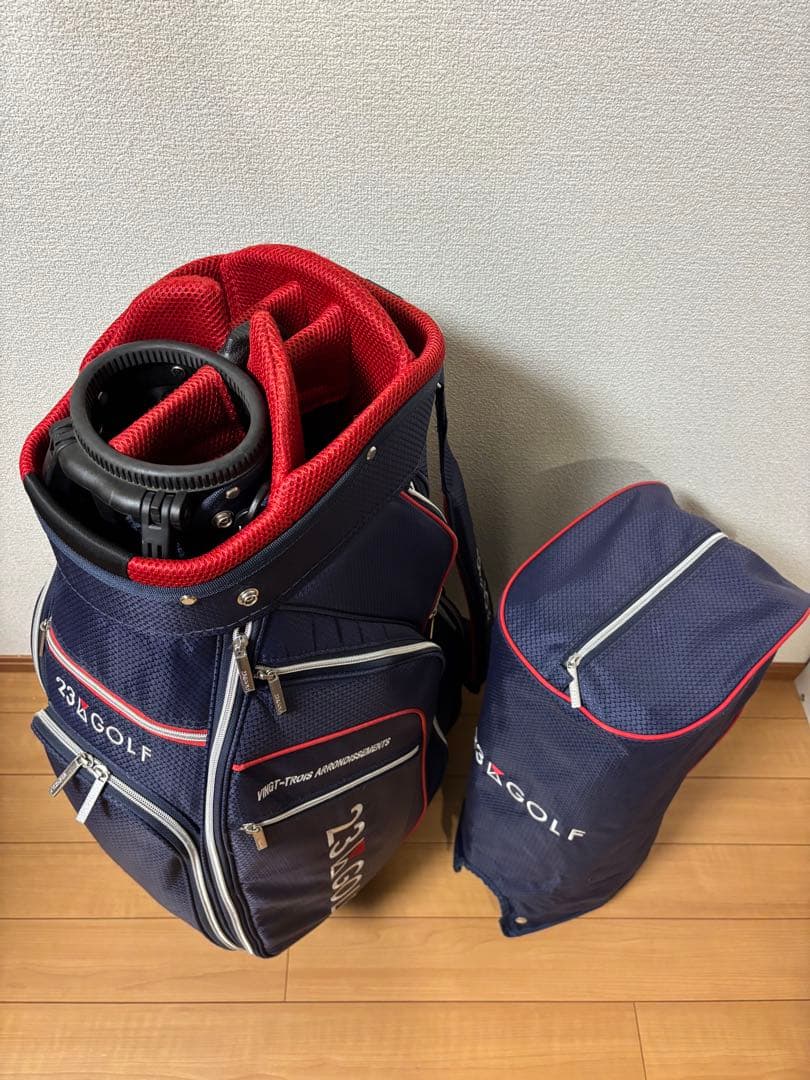 23区 GOLF キャディバック サブバック収納式 ネイビー/レッド美品