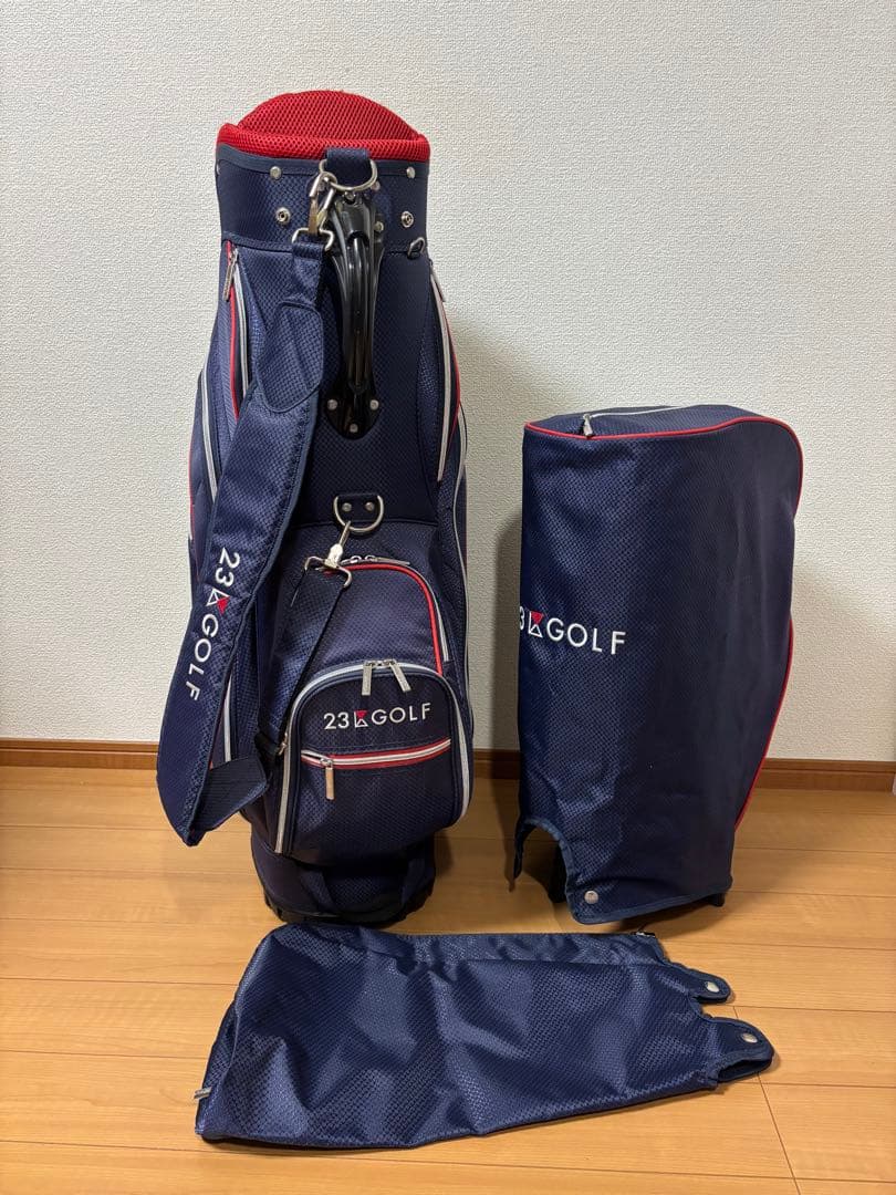 23区 GOLF キャディバック サブバック収納式 ネイビー/レッド美品