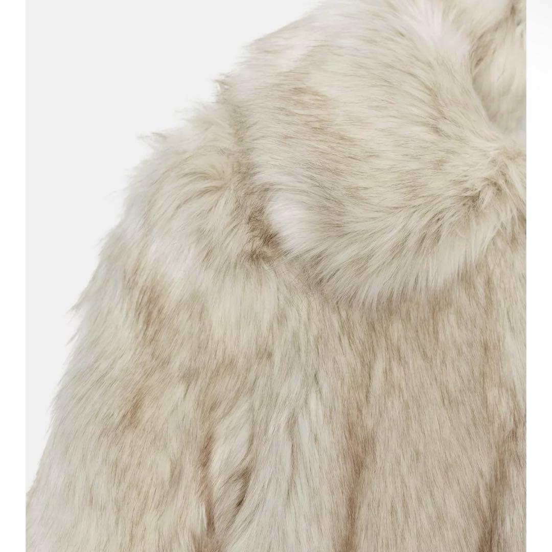 ZARA フェイクファーコート ショルダーパッド付き XS 新品タグ付き