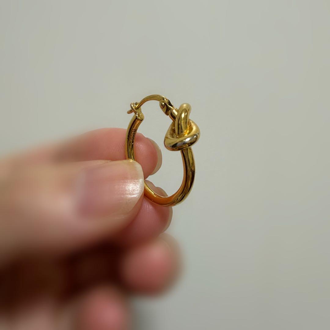 【RIN】CELINE ノットスモールフープ 片耳のみ ピアス ゴールド系