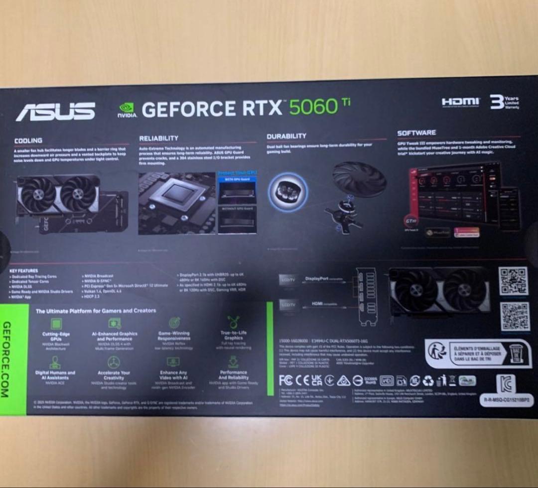 グラフィックボード・グラボ・ビデオカード ASUS DUAL GeForce RTX 5060 Ti 16GB GDDR7